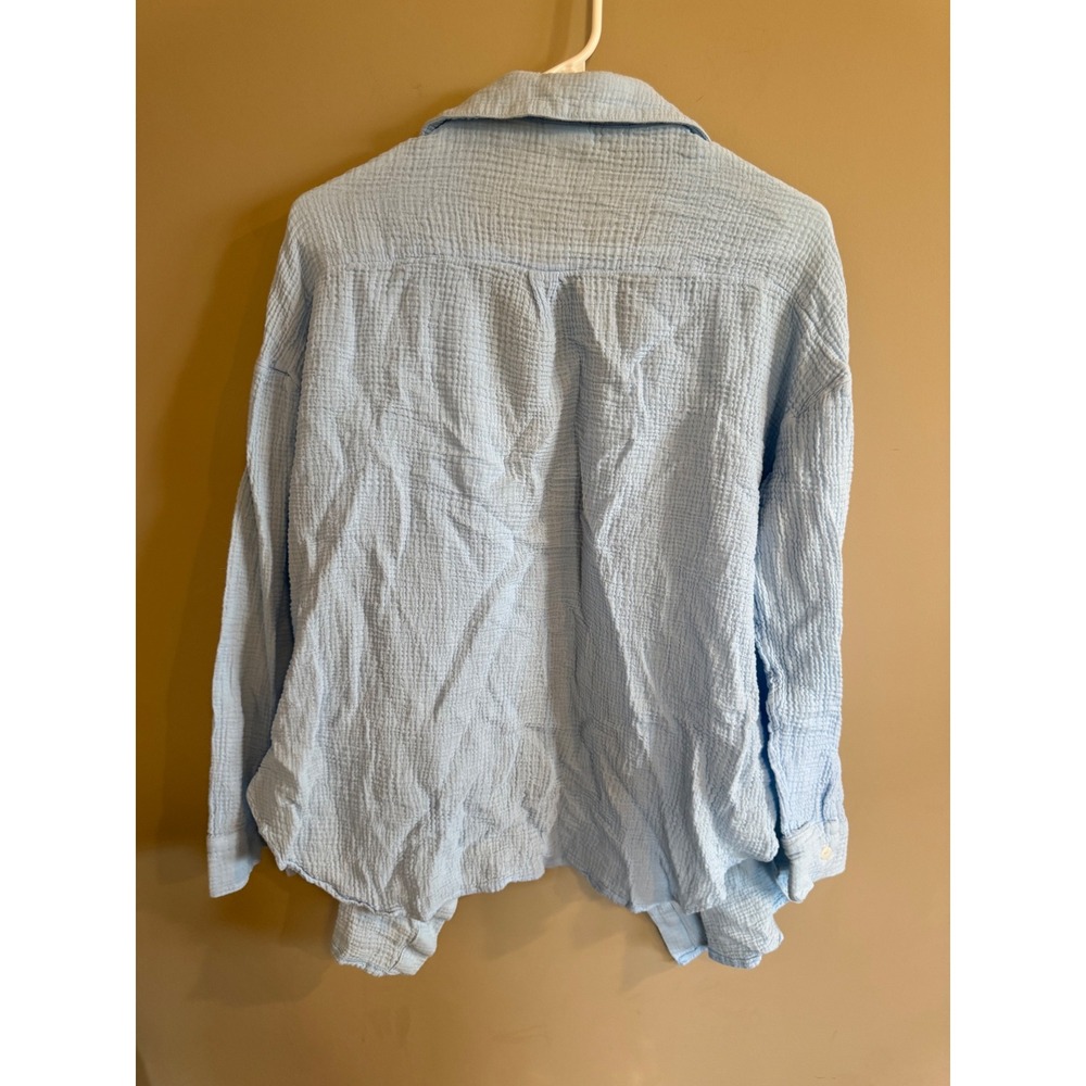 Shade Shore Light Blue Gauze Button Down Shirt Women's Size L - Picture 4 of 4